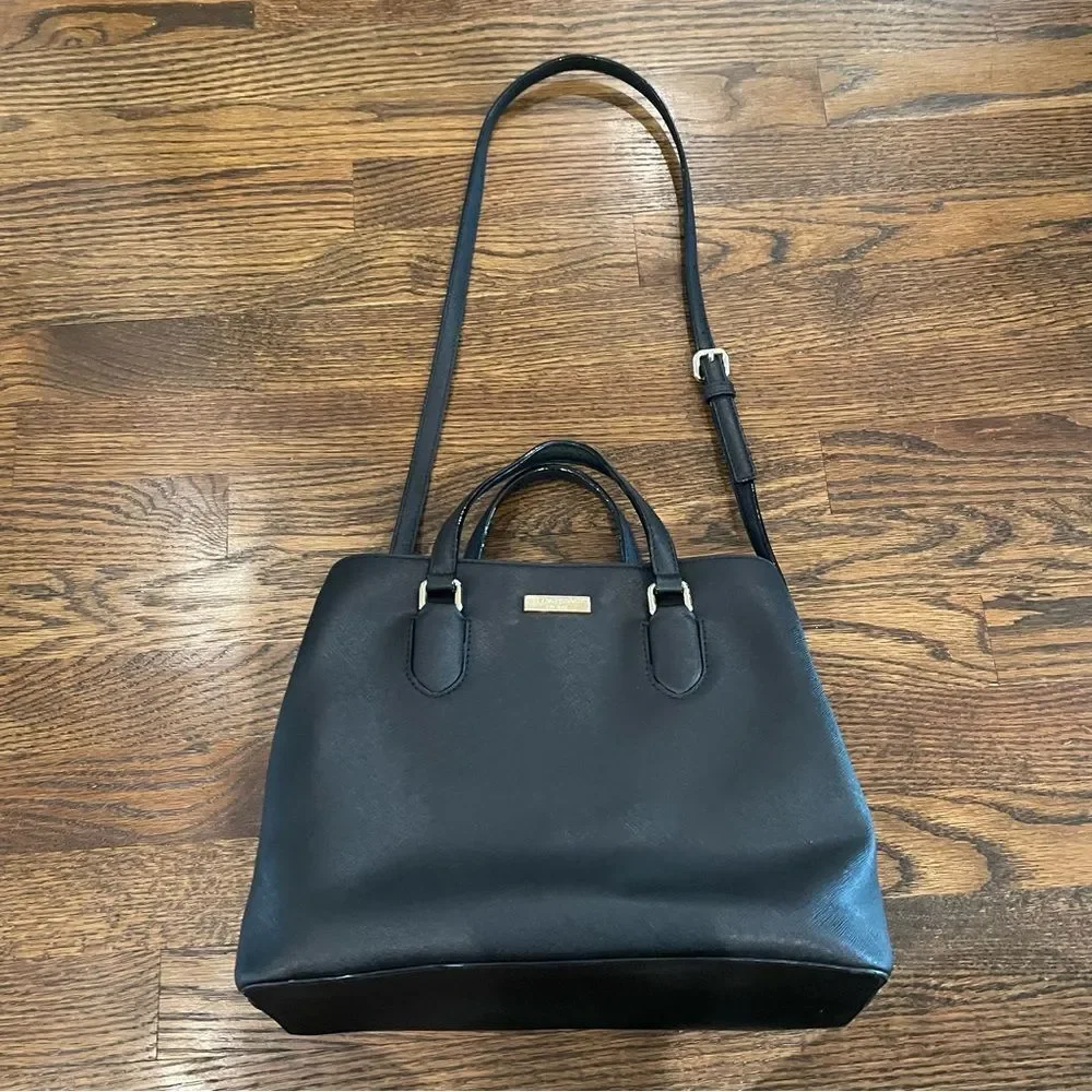 KATE SPADE Evangelie Laurel Way Black Leather Satchel